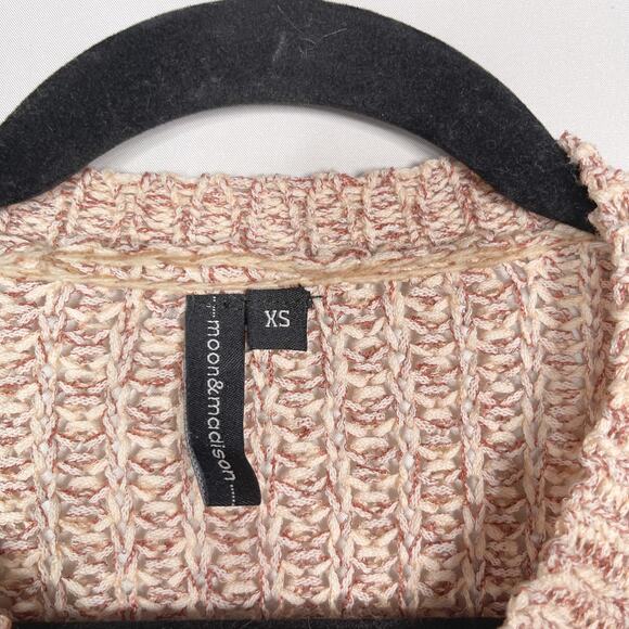 Moon & Madison XSmall XS Red Cream Marled Knit Sweater Crew Neck Womens Cotton - Picture 5 of 8